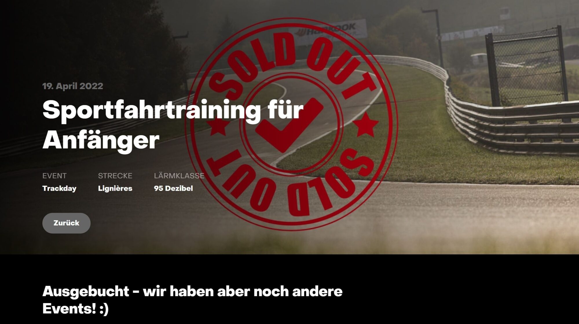Trackdays ausgebucht