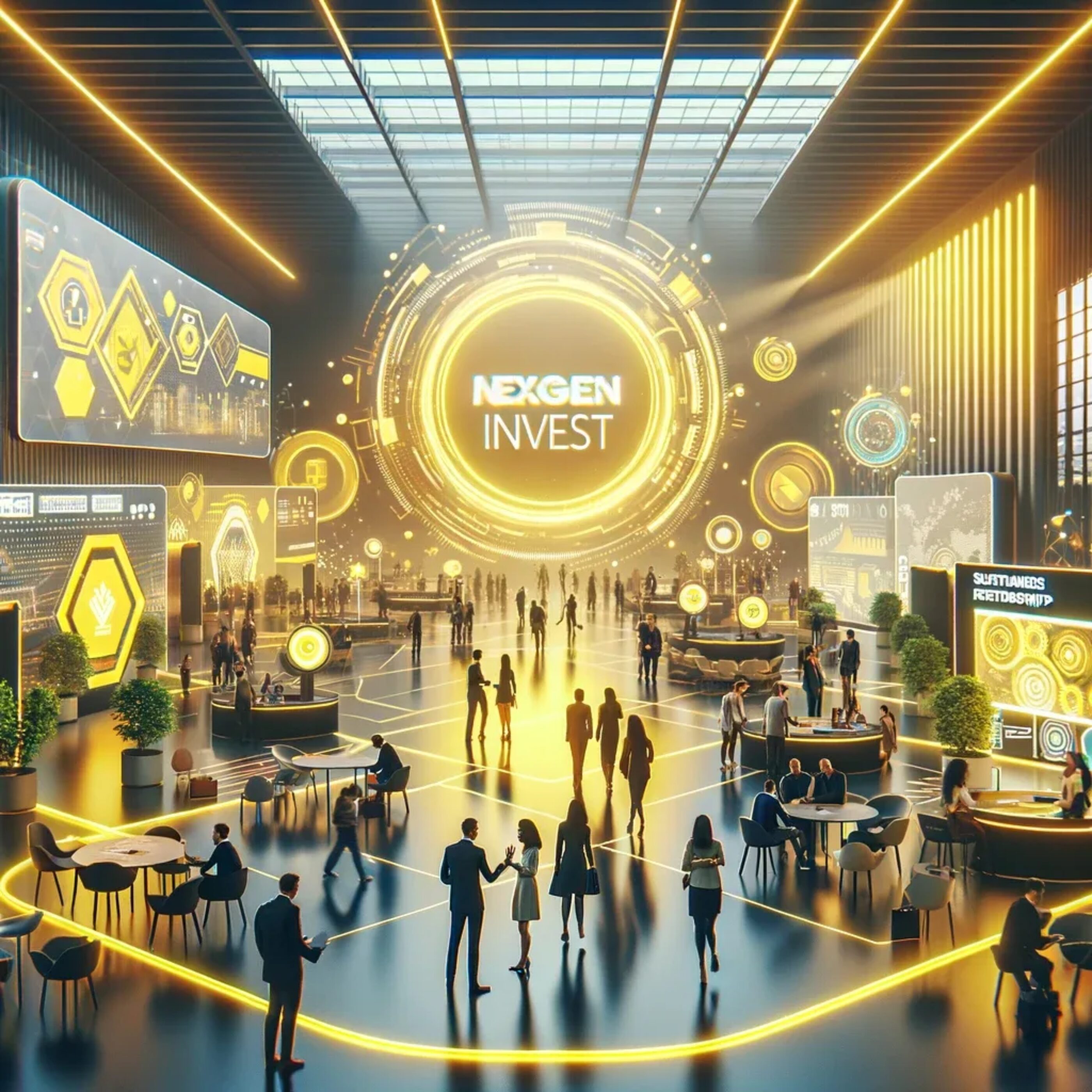 DALL E 2024 02 02 17 58 01 Create an image that embodies the concept of the Nex Gen Invest event focusing on innovation sustainable business relationships and networking The